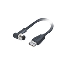 USB2.0 커넥터에 고속 M12 4핀 직각 남성 성형 1M PVC AWG 24*2C+AWG 28*1P 케이블